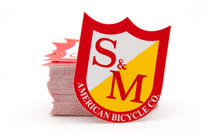 S&M Small Shield Stickers Red/Yellow (100 Pack)