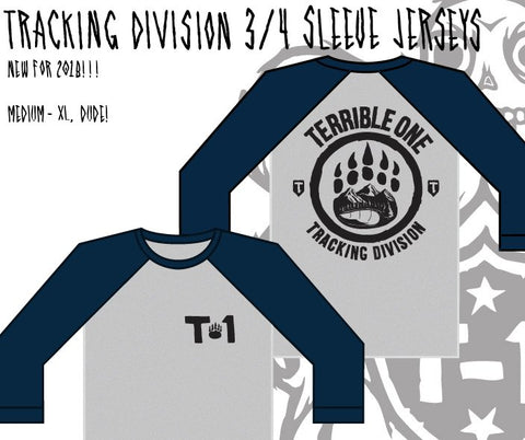 T1 Tracking Division 3/4 Sleeve T-Shirt Grey/Navy Blue