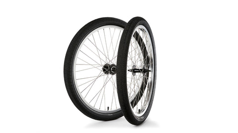 S&M 26" Covid Cruiser Wheelset Silver W/Black Hubs & Black T