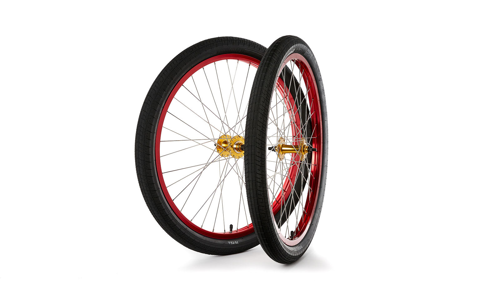 S&M 26" Covid Cruiser Wheelset Red W/Gold Hubs & Black Tyres